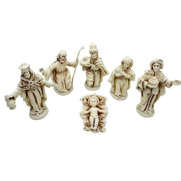 Vintage Made In Italy Plastic Miniature 6-Piece Nativity Figurine Set - Picture 1 of 10